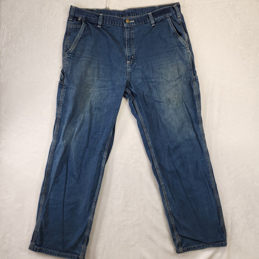 Carhartt FR Mens 40x32 Blue Denim Carpenter Jeans Flame Resistant Workwear Pants